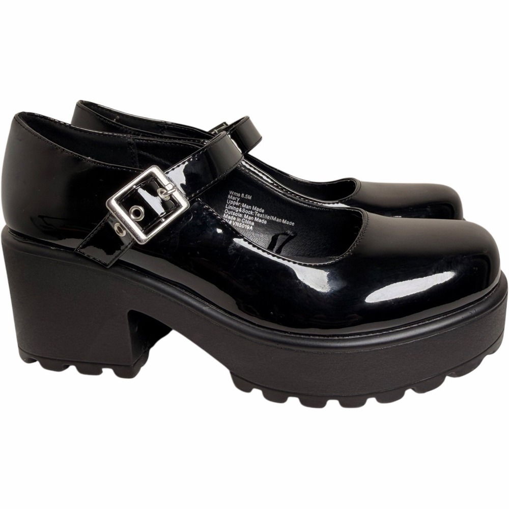 Seychelles Lug Sole Patent Platform Mary Janes Black Women's 8.5 Whimsigoth Prep - Picture 2 of 13